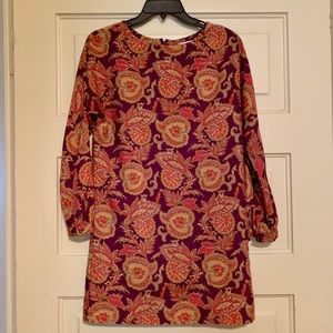 Paisley Print Knee Length Tunic Style Dress